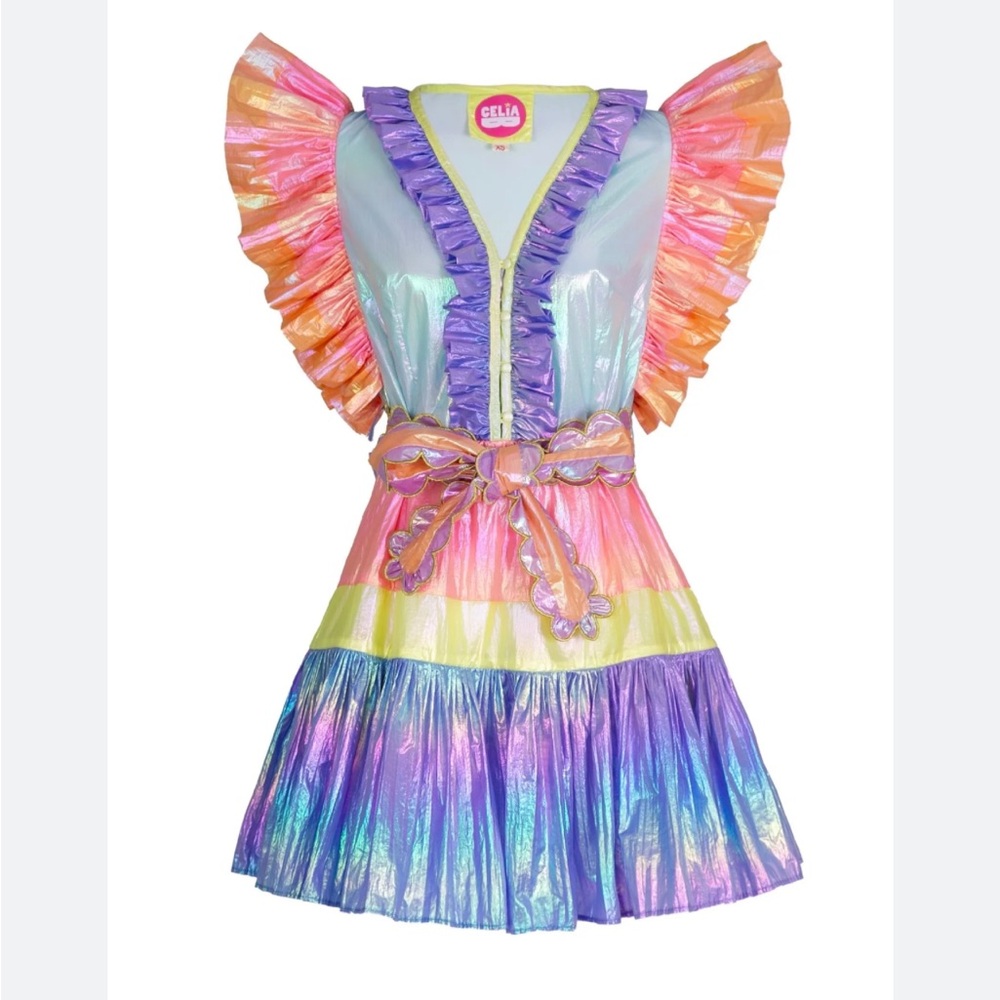 Thalassa Dress CeliaB Medium Eras tour coral pink purple blue Celia B